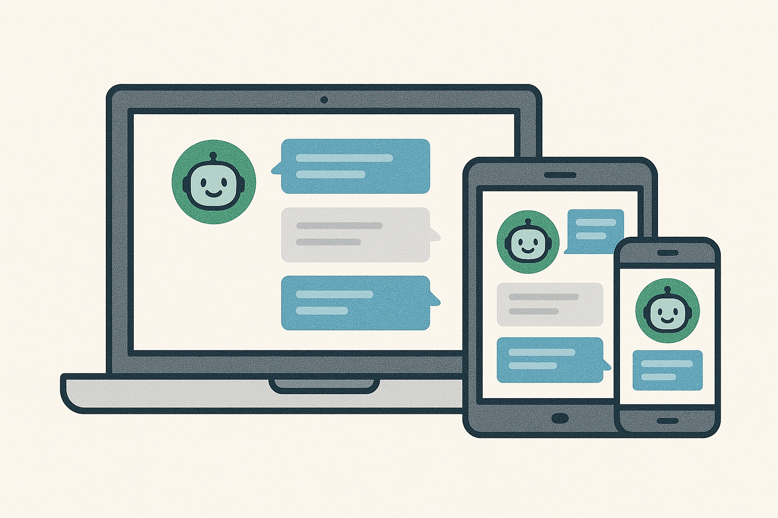 Several devices witih a chat app